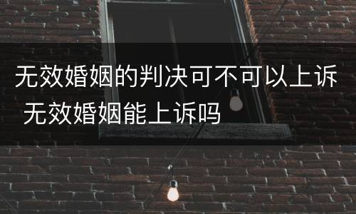 无效婚姻的判决可不可以上诉 无效婚姻能上诉吗