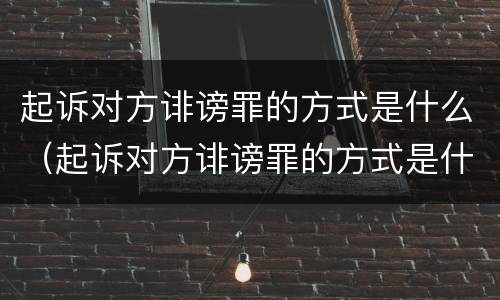 起诉对方诽谤罪的方式是什么（起诉对方诽谤罪的方式是什么呢）