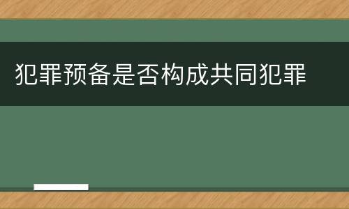 犯罪预备是否构成共同犯罪