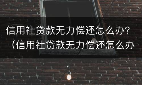 信用社贷款无力偿还怎么办？（信用社贷款无力偿还怎么办理）