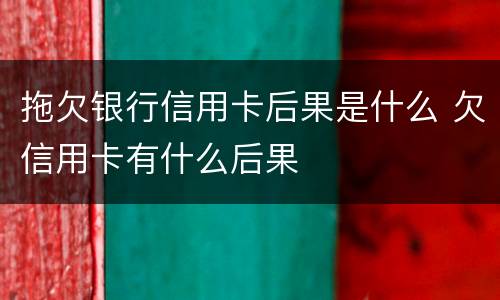 拖欠银行信用卡后果是什么 欠信用卡有什么后果