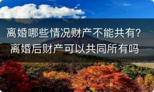 离婚哪些情况财产不能共有？ 离婚后财产可以共同所有吗