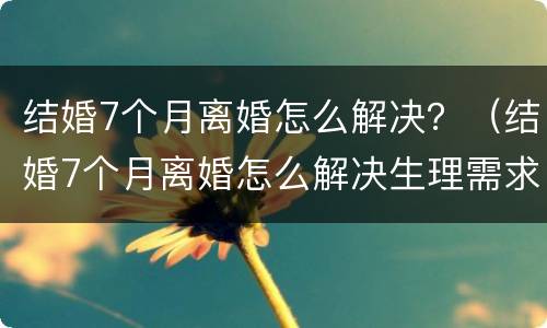 结婚7个月离婚怎么解决？（结婚7个月离婚怎么解决生理需求）