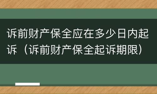 诉前财产保全应在多少日内起诉（诉前财产保全起诉期限）