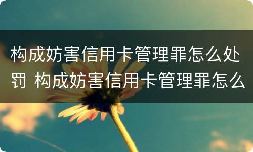 构成妨害信用卡管理罪怎么处罚 构成妨害信用卡管理罪怎么处罚的