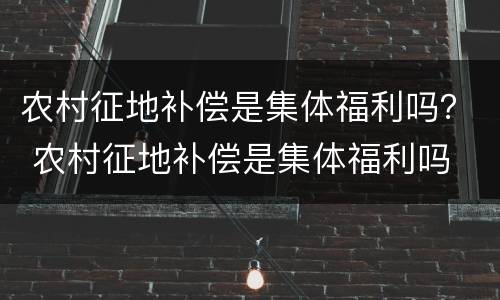 农村征地补偿是集体福利吗？ 农村征地补偿是集体福利吗