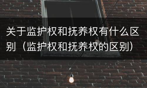 关于监护权和抚养权有什么区别（监护权和抚养权的区别）