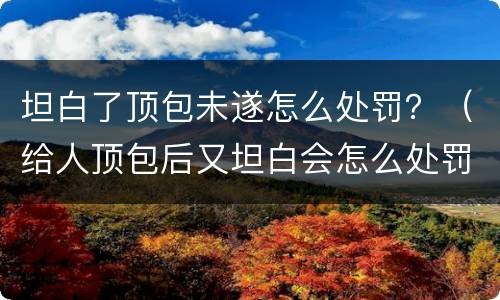 坦白了顶包未遂怎么处罚？（给人顶包后又坦白会怎么处罚）