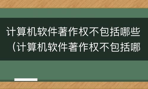 计算机软件著作权不包括哪些（计算机软件著作权不包括哪些）