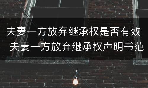 夫妻一方放弃继承权是否有效 夫妻一方放弃继承权声明书范本