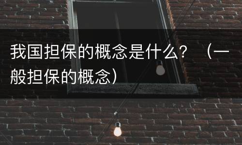 我国担保的概念是什么？（一般担保的概念）