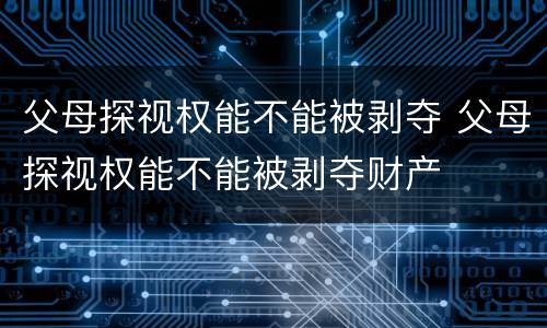 父母探视权能不能被剥夺 父母探视权能不能被剥夺财产