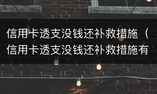 信用卡透支没钱还补救措施（信用卡透支没钱还补救措施有哪些）
