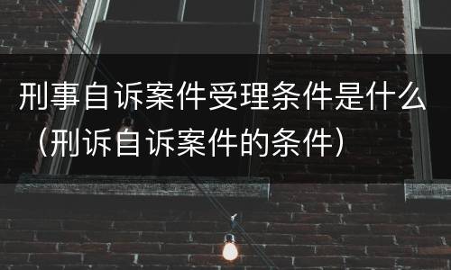 刑事自诉案件受理条件是什么（刑诉自诉案件的条件）