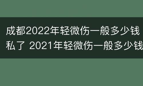 成都2022年轻微伤一般多少钱私了 2021年轻微伤一般多少钱私了