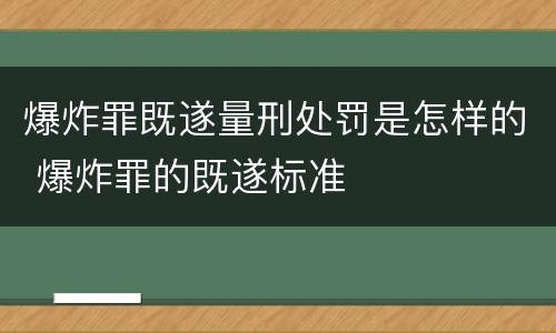 爆炸罪既遂量刑处罚是怎样的 爆炸罪的既遂标准