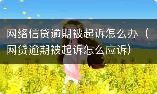 网络信贷逾期被起诉怎么办（网贷逾期被起诉怎么应诉）