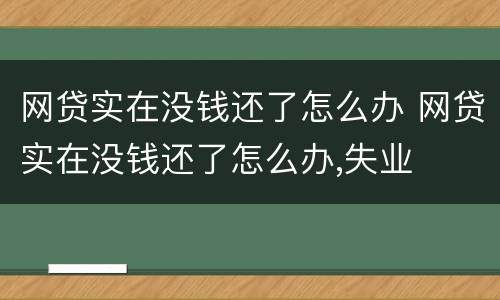网贷实在没钱还了怎么办 网贷实在没钱还了怎么办,失业