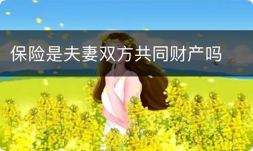 保险是夫妻双方共同财产吗