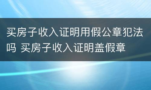 买房子收入证明用假公章犯法吗 买房子收入证明盖假章