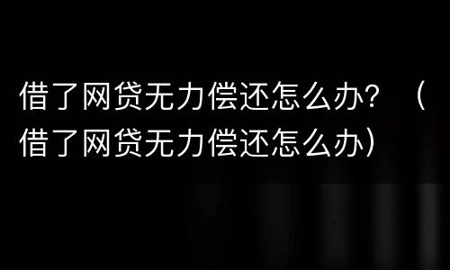 借了网贷无力偿还怎么办？（借了网贷无力偿还怎么办）
