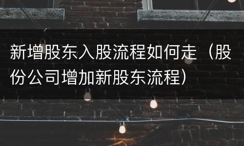 新增股东入股流程如何走（股份公司增加新股东流程）
