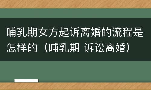 哺乳期女方起诉离婚的流程是怎样的（哺乳期 诉讼离婚）
