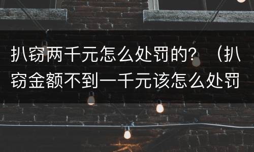 扒窃两千元怎么处罚的？（扒窃金额不到一千元该怎么处罚）
