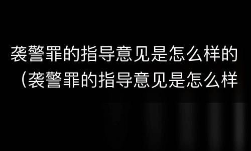 袭警罪的指导意见是怎么样的（袭警罪的指导意见是怎么样的内容）