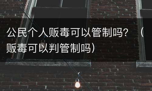 公民个人贩毒可以管制吗？（贩毒可以判管制吗）