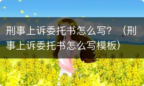 刑事上诉委托书怎么写？（刑事上诉委托书怎么写模板）