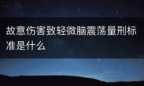 故意伤害致轻微脑震荡量刑标准是什么