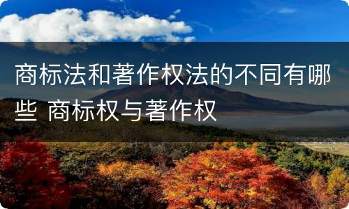 商标法和著作权法的不同有哪些 商标权与著作权