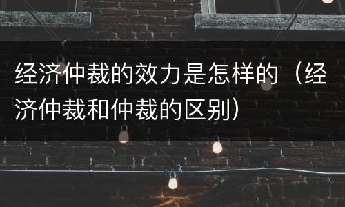 经济仲裁的效力是怎样的（经济仲裁和仲裁的区别）