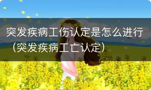 突发疾病工伤认定是怎么进行（突发疾病工亡认定）