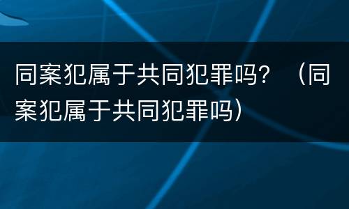 同案犯属于共同犯罪吗？（同案犯属于共同犯罪吗）