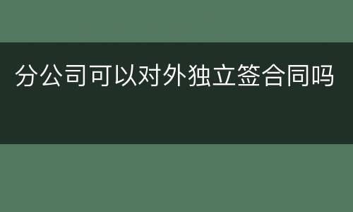 分公司可以对外独立签合同吗