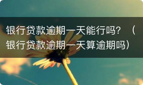 银行贷款逾期一天能行吗？（银行贷款逾期一天算逾期吗）
