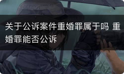 关于公诉案件重婚罪属于吗 重婚罪能否公诉