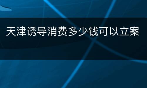 天津诱导消费多少钱可以立案