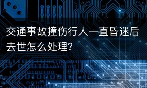交通事故撞伤行人一直昏迷后去世怎么处理？