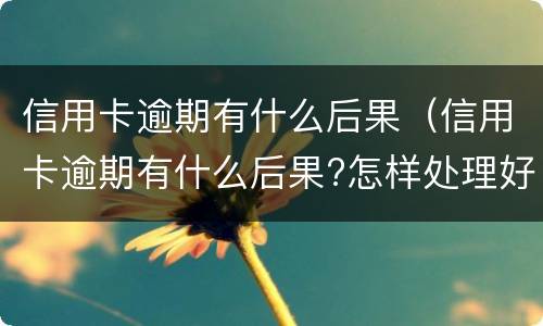 信用卡逾期有什么后果（信用卡逾期有什么后果?怎样处理好?）
