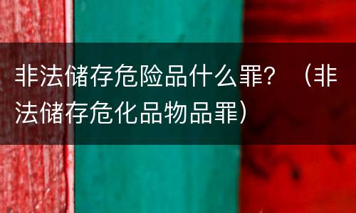 非法储存危险品什么罪？（非法储存危化品物品罪）