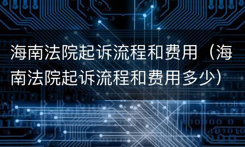 海南法院起诉流程和费用（海南法院起诉流程和费用多少）