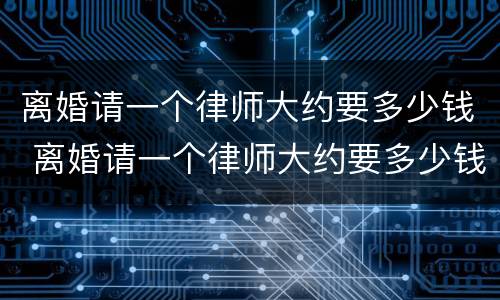 离婚请一个律师大约要多少钱 离婚请一个律师大约要多少钱呢