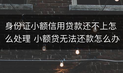 身份证小额信用贷款还不上怎么处理 小额贷无法还款怎么办