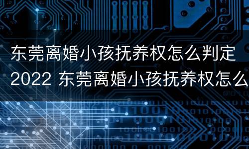 东莞离婚小孩抚养权怎么判定2022 东莞离婚小孩抚养权怎么判定2022年的