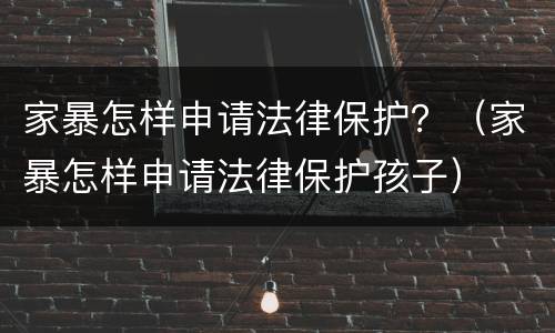 家暴怎样申请法律保护？（家暴怎样申请法律保护孩子）