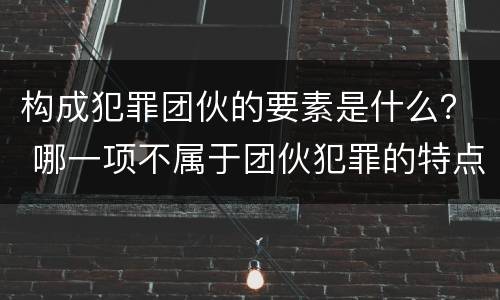 构成犯罪团伙的要素是什么？ 哪一项不属于团伙犯罪的特点