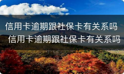 信用卡逾期跟社保卡有关系吗 信用卡逾期跟社保卡有关系吗同一家银行